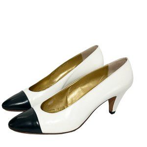 Gucci Vintage Pumps Black White Heels Size 39.5 US 9.5